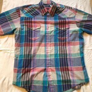 Wrangler cowboy plaid short-sleeved x-long tails